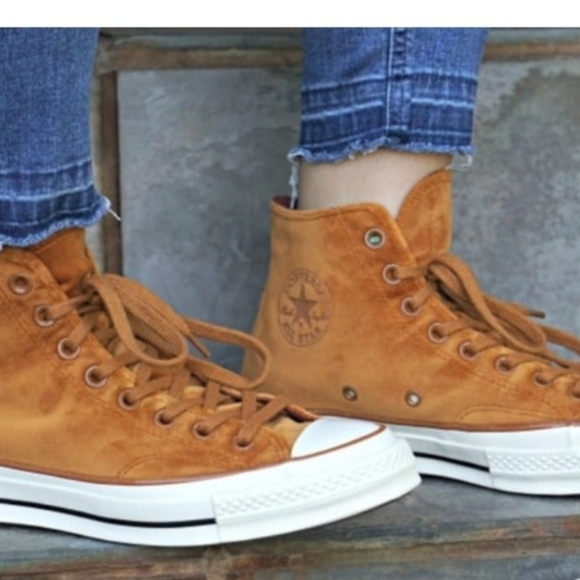 Converse Shoes - Converse High-Top Sneakers Burnt Orange Leather Unisex Womens 8, Men's 6.5